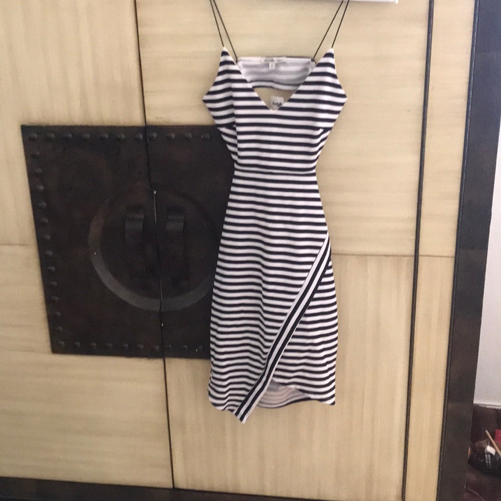 Navy and white stripped cut out dress